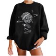 thumbnail image 1 of Sudadera extragrande de lana de manga larga con cuello redondo y estampado de calavera para mujer Pompotops  gfhjh16703, 1 of 5