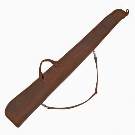TOURBON Hunting Accessories Shotgun Case Genuine Leather Gun Bag Slip Fleece Padded Bags 138CM Shooting Brown