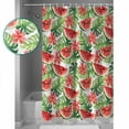 thumbnail image 3 of Shower Curtain, Summer Watermelon Flowers Waterproof Shower Curtain Set with Hooks for Bathroom Showers,Stalls and Bathtubs,36x72In Watercolor Green Leaves, 3 of 9