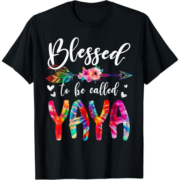 Blessed To Be Called Mom & Yaya Floral Tie Dye Mother's Day T-ShirtMen's and women's short-sleeved pure cotton shirts