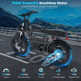 thumbnail image 2 of T73 Max Electric Bike for Adults, 48V 36Ah Large Battery, 750W Powerful Motor 20MPH, 20"×4" Fat Tire E-Mountain Bike Off-Road,Electric Bicycle UL2849, 2 of 9