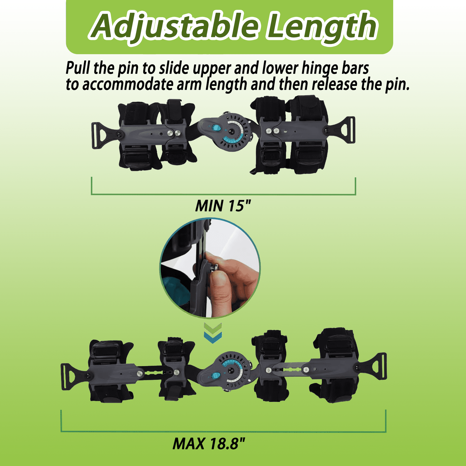 Komzer Hinged Elbow Brace, Adjustable ROM Post-Op Stabilizer with Sling for Arm Injury Recovery (Right)