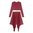thumbnail image 6 of Alvivi Women‘s Lyrical Praise Dance Dress Color Block Long Sleeve Contemporary Worship Dancewear Burgundy XL, 6 of 7