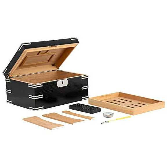 Ironsides Cigar Humidor, Holds Up to 100 Cigars, Ebony Finish