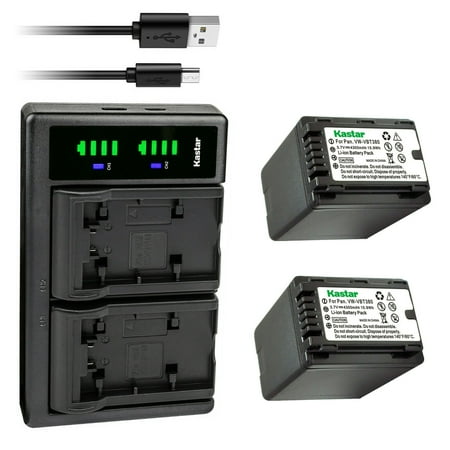 Kastar 2-Pack VW-VBT380 Battery and LTD2 USB Charger Compatible with Panasonic HC-VX1K HC-VX870 HC-VX870K HC-VX870GK HC-VX870MGK HC-VX870MGKK HC-VX980GK HC-VX980M HC-VX981 HC-VX981K Camera