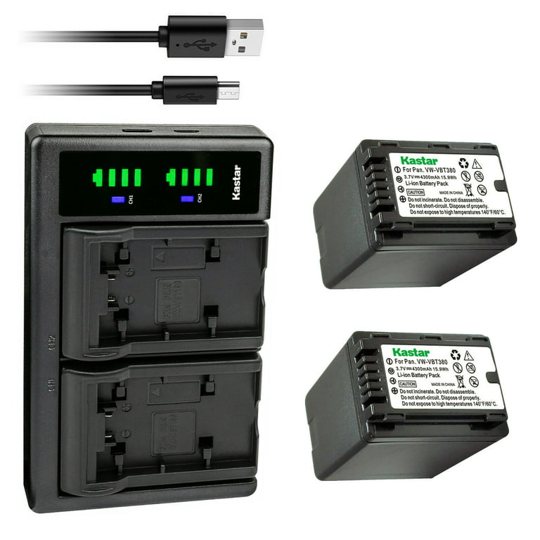 Kastar 2-Pack VW-VBT380 Battery and LTD2 USB Charger Compatible