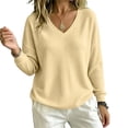 thumbnail image 5 of ClodeEU Women's V Neck Long Sleeve Waffle Tunic Top,Casual Loose Pullover Blouse Yellow,Women's Plus M, 5 of 8
