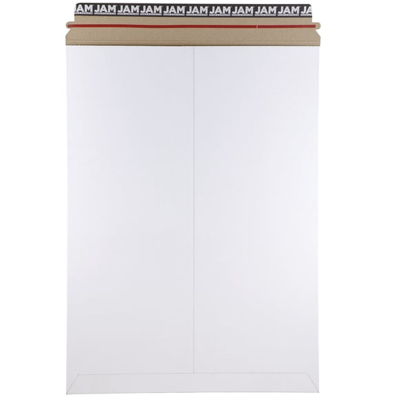 JAM Paper Stay-Flat Photo Mailer Envelopes with Peel & Seal Closure, 13 x 18, White, Sold Individually