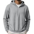 thumbnail image 3 of MaFYtyTPR Men's Half Zip Hoodie Sweatshirt Long Sleeve Casual Pullover with Pockets for Fall Winter 01-Gray XL, 3 of 6