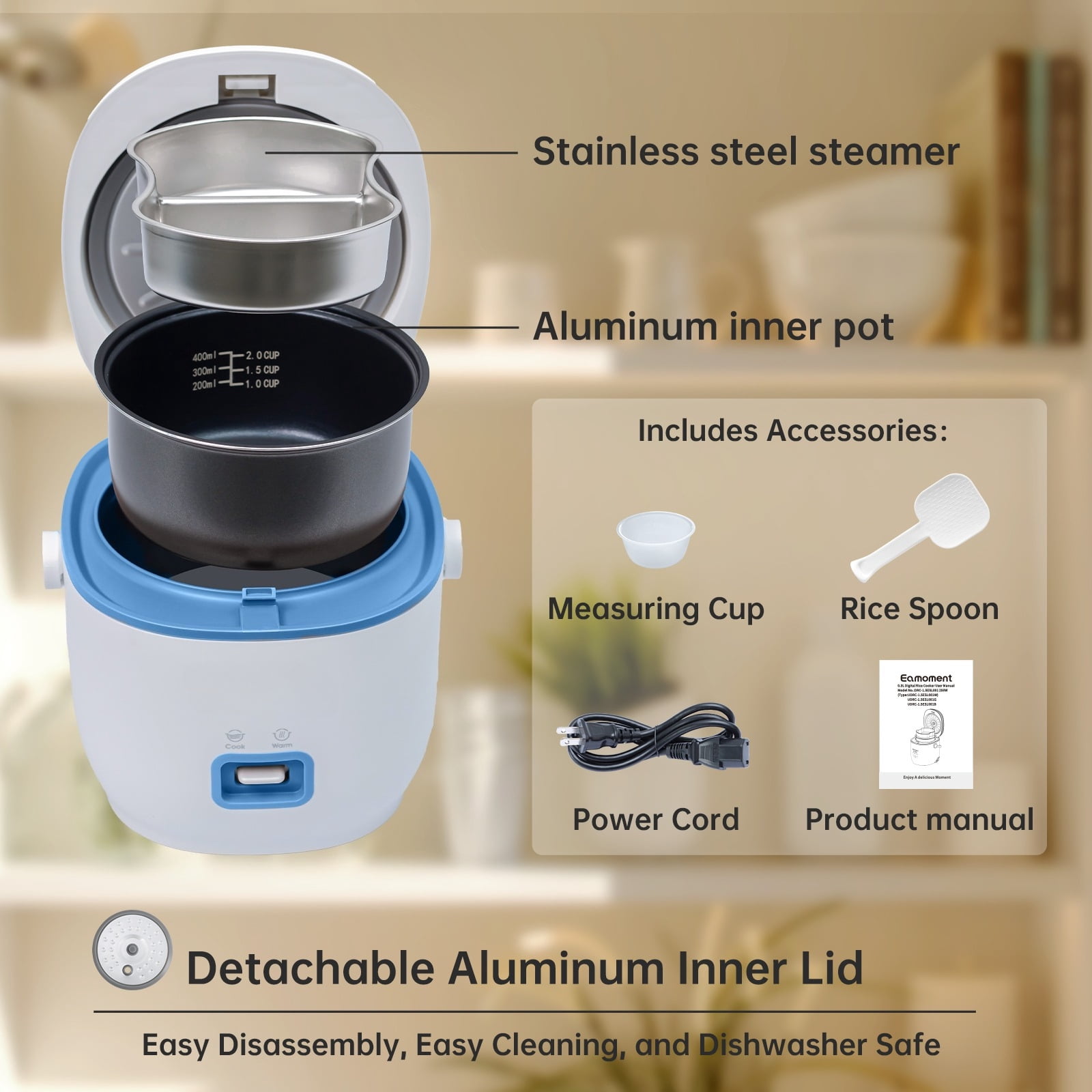 Mini Rice Cooker, Blue