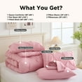 thumbnail image 6 of YEPCLUB Pink Queen Size Pintuck 7-Piece Comforter Set, Pinch Pleat Bed in a Bag, All Season Down Alternative Bedding Set with Comforter, Sheets, Pillowcases & Shams, 6 of 7