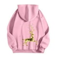 thumbnail image 4 of Fiaer Womens Christmas Hoodies Deer Graphic Full Zip up Long Sleeve Hooded Sweatshirts Oversized Drawstring Pocket Tops Pink S, 4 of 5