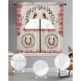 thumbnail image 2 of Pink Roses Swag Kitchen Curtains Sets for Windows 24 Inch Length, Spring Horseshoes Floral Leaves Rustic Short Window Curtain Panels Swags Valances and Tiers 3 Piece Set for Cafe/Dining Room, 2 of 5