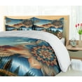 thumbnail image 3 of Ambesonne Mountain Duvet Cover Set, Boho Mandala Montane View, Queen, Sea Blue Camel Khaki, 3 of 5