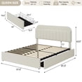 thumbnail image 4 of PIONEERWORKS Queen Bed Frame with Storage Headboard, Boucle Upholstered Platform Bed with Bookcase & 2 Drawers, No Box Spring Needed, Easy Assembly, Beige White, 4 of 11