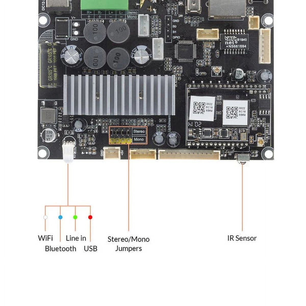 Arylic Up2Stream Amp V4 Wireless Audio Amplifier Board 50W*2 Sound Amplifier Multiroom Wireless Streaming Stereo DAC Decod Audio Receiv