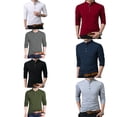 thumbnail image 3 of Sunloudy Hombres Primavera Otoño Slim Tops Color sólido Manga larga Cuello alto Camisas con botones Sunloudy moda, 3 of 3