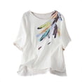 thumbnail image 3 of Jacenvly T-Shirts à Manches Courtes pour Femmes Liquidation T-shirt Imprimé de Mode pour Femmes Blouse à Manches Courtes Col Rond Décontracté Haut de Printemps et d'Été T-Shirts à Manches Courtes pour Femmes Décontracté, 3 of 9