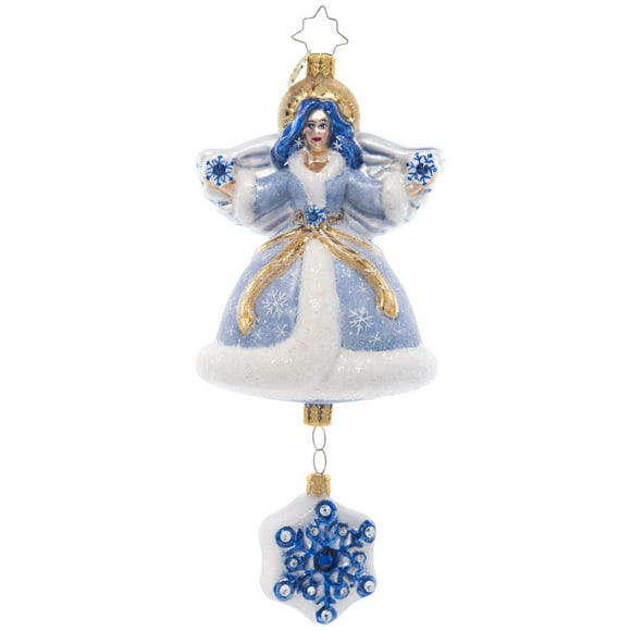 Christopher Radko Hand-Crafted European Glass Christmas Tree Decorative Ornament Sapphire Snow Angel