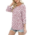 thumbnail image 4 of Hvot&aat Womens 3/4 Length Sleeve Tops Plus Size Crewneck Loose Fit Casual Shirts, 4 of 7