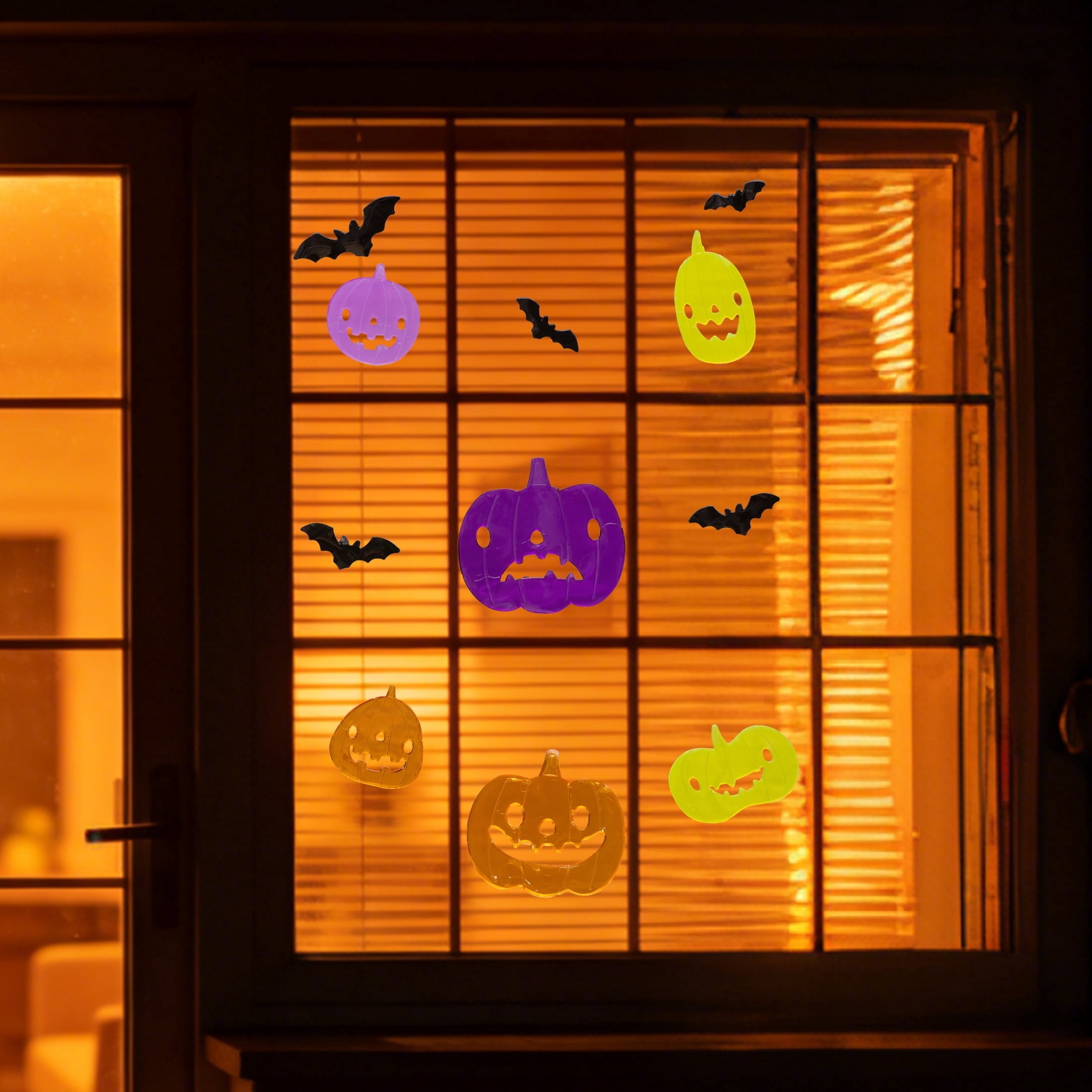 Bats and Jack-o'-Lanterns Gel Clings, Multicolor, 5.4" x 20.9", Halloween by Way To Celebrate