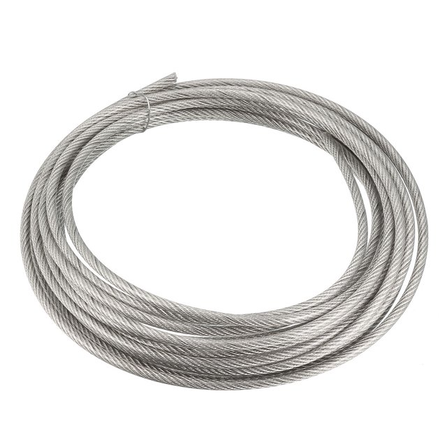 Uxcell Cable de Acero Inoxidable de 0.12" (3mm) 16.4ft 304, Cuerda de Alambre 7 x 7 Estrands Recubierta para Aeronaves
