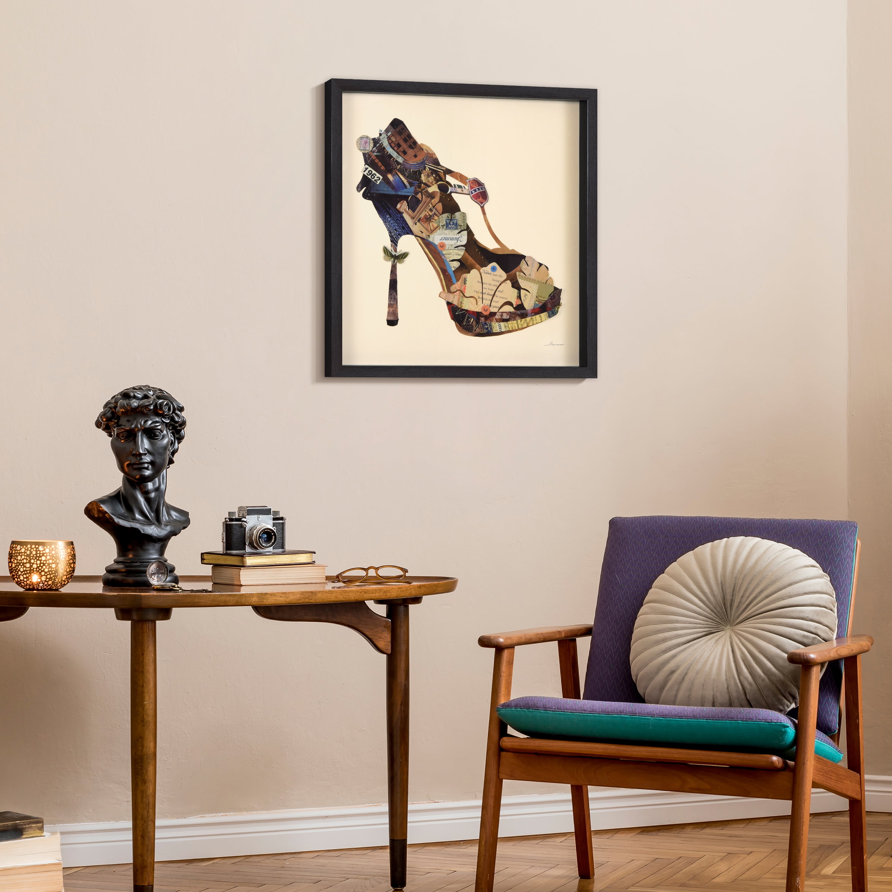 Empire Art Direct Empire Art "High Heeled" Alex Zeng's dimensional collage, under glass & a black shadow box frame