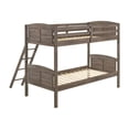 thumbnail image 2 of Twin Over Twin Bunk Beds Curved Headboards Ladder Straight Legs Brown, 2 of 5