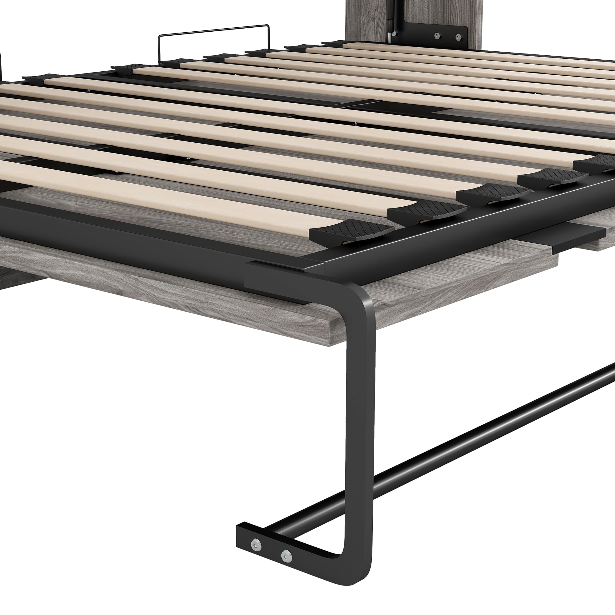 Euroco Wood Full Size Murphy Bed, Convertible into Cabinet, Gray