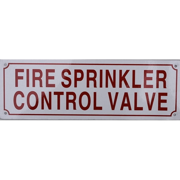 FIRE Sprinkler Control Valve Sign -(White Background,Aluminium 4x12, Reflective)