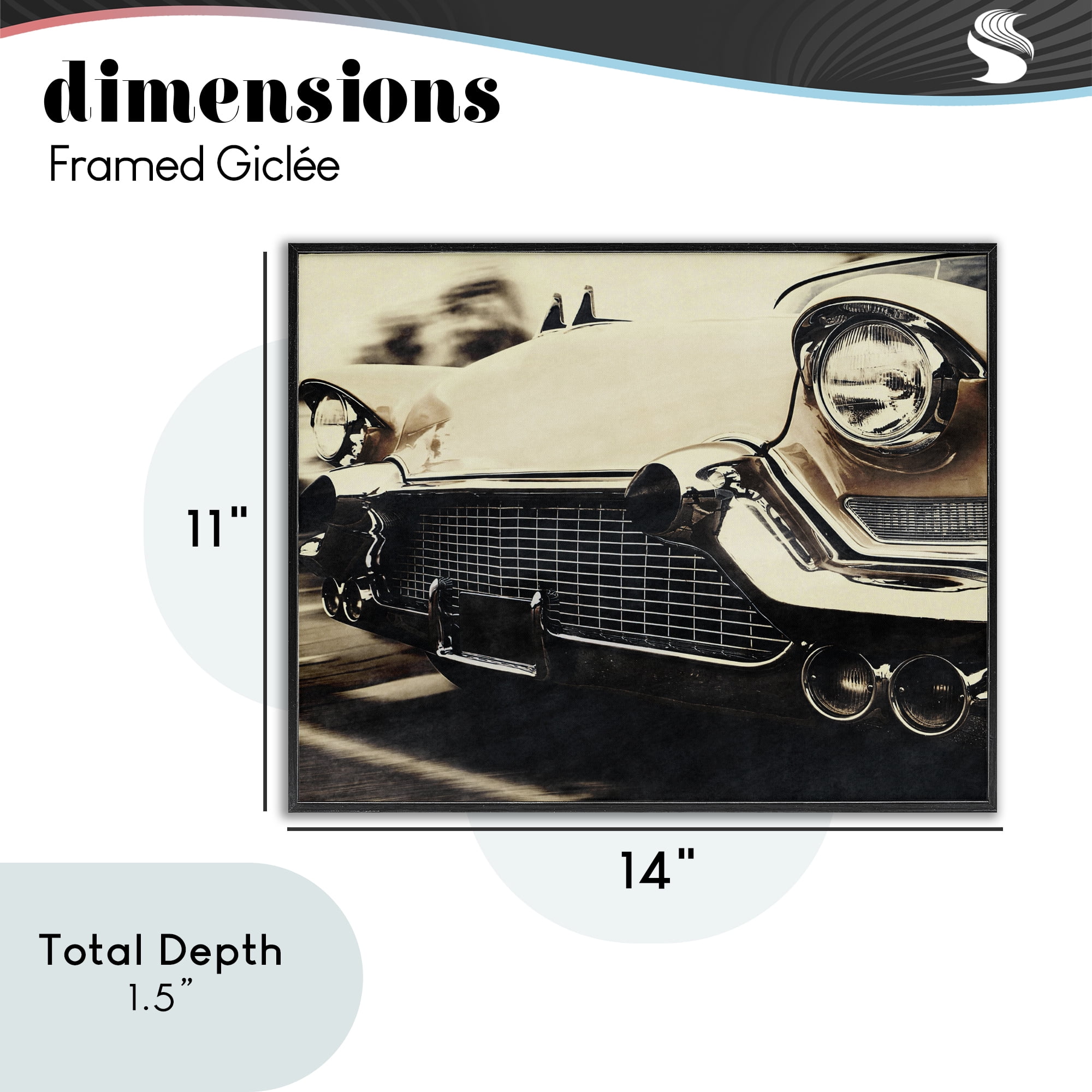 Stupell Industries Vintage Ride Headlights Black Framed Giclee Art, design by Marcus Prime