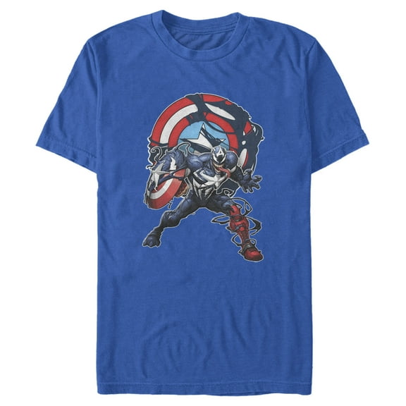 Men's Marvel Captain Venom Shield Logo  Graphic Tee Royal Blue Small