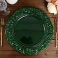 thumbnail image 3 of BalsaCircle 6 Hunter Green 14" Metallic Acrylic Wooden Textured Round Baroque Plastic Charger Plates, 3 of 8