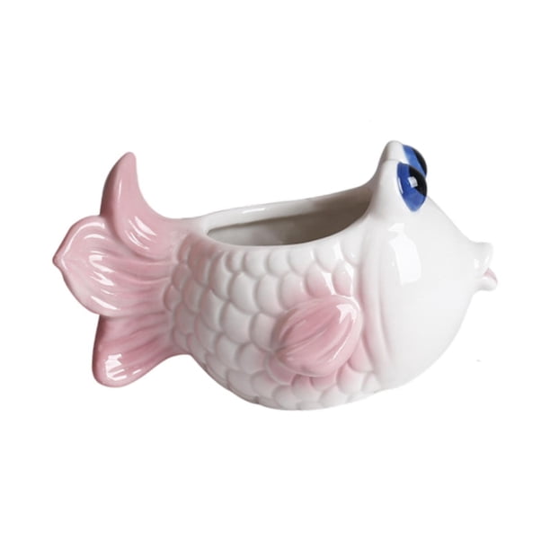Plantilla de pescado Sala de estar Sala de estar Decoración del hogar Centro de mesa de cerámica Centro de mesa Centro de mesa decorativa Mini maceta Multicolor B