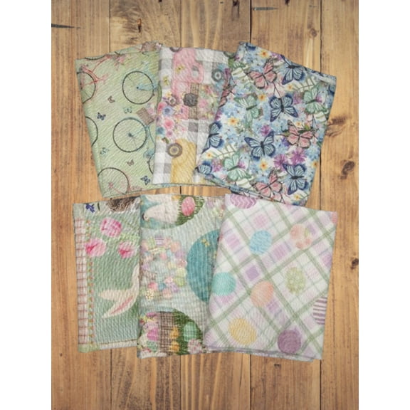 6 Fat Quarters - Assorted Bunny Kisses  Easter Fat Quarter Bundle