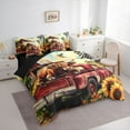 thumbnail image 3 of Homewish Animal Highland Cattle Hummingbird Bedding Comforter Set 7 Pieces for Teenagers,Red Truck Car Full Bedding Set Lightweight,Chic Floral Sunflowers Fitted Sheet Flat Sheet, 3 of 8