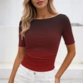 thumbnail image 5 of Bovxnpu Womens Short Sleeve T Shirts Printed T-Shirt Short Sleeve Crew Neck Ruched Side Slim Tops Summer Tops, 5 of 8