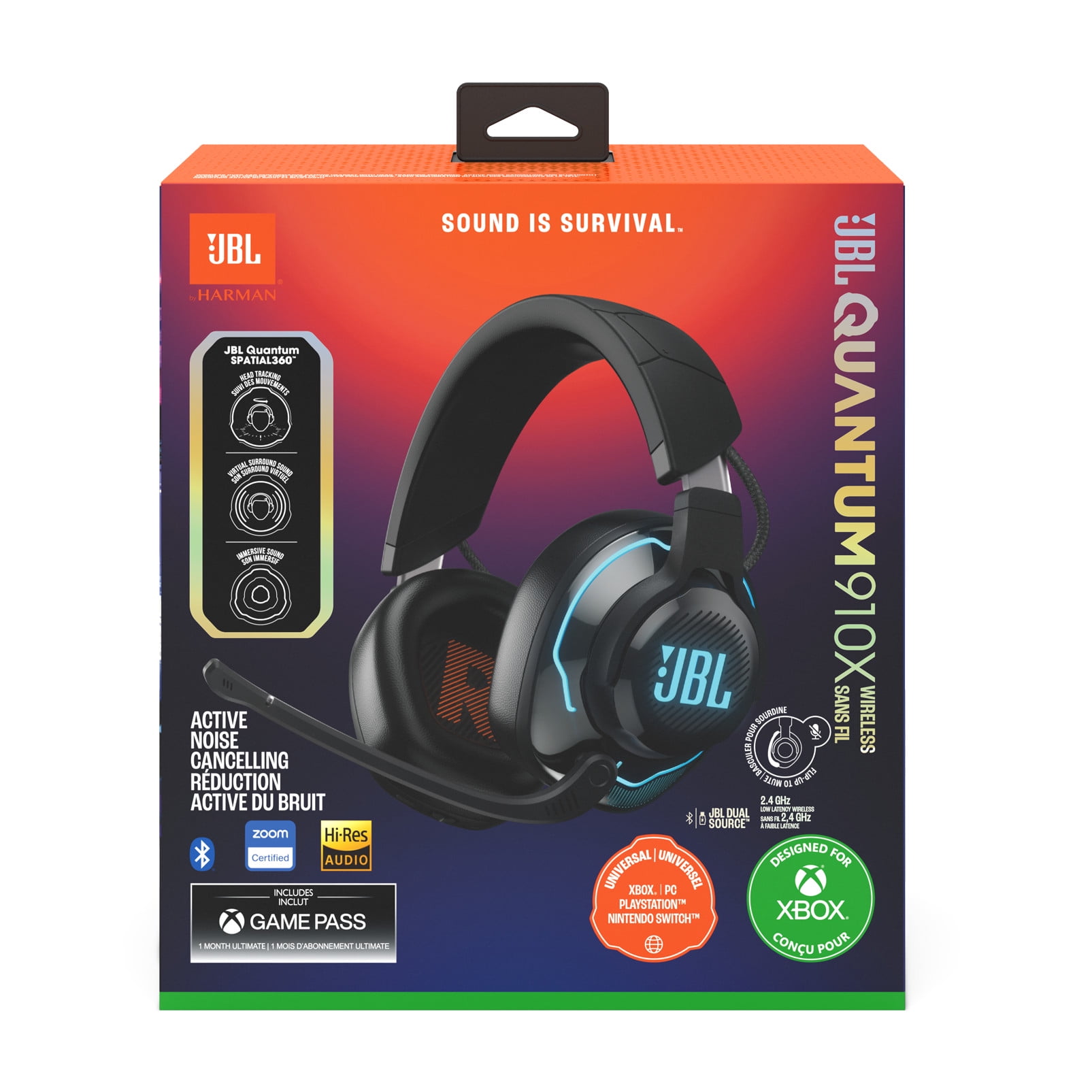 JBL Quantum 910X Wireless - Wireless over-ear performance gaming headset with head  tracking-enhanced, Active Noise Cancelling and Bluetooth - Black
