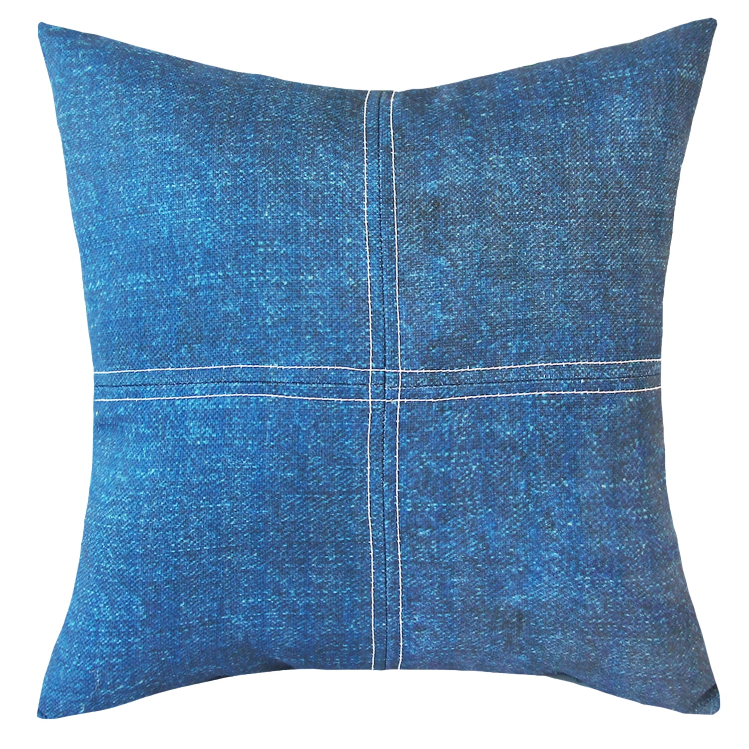 Mainstays Pieced Denim Decorative Pillow, 17" x 17", Light Blue
