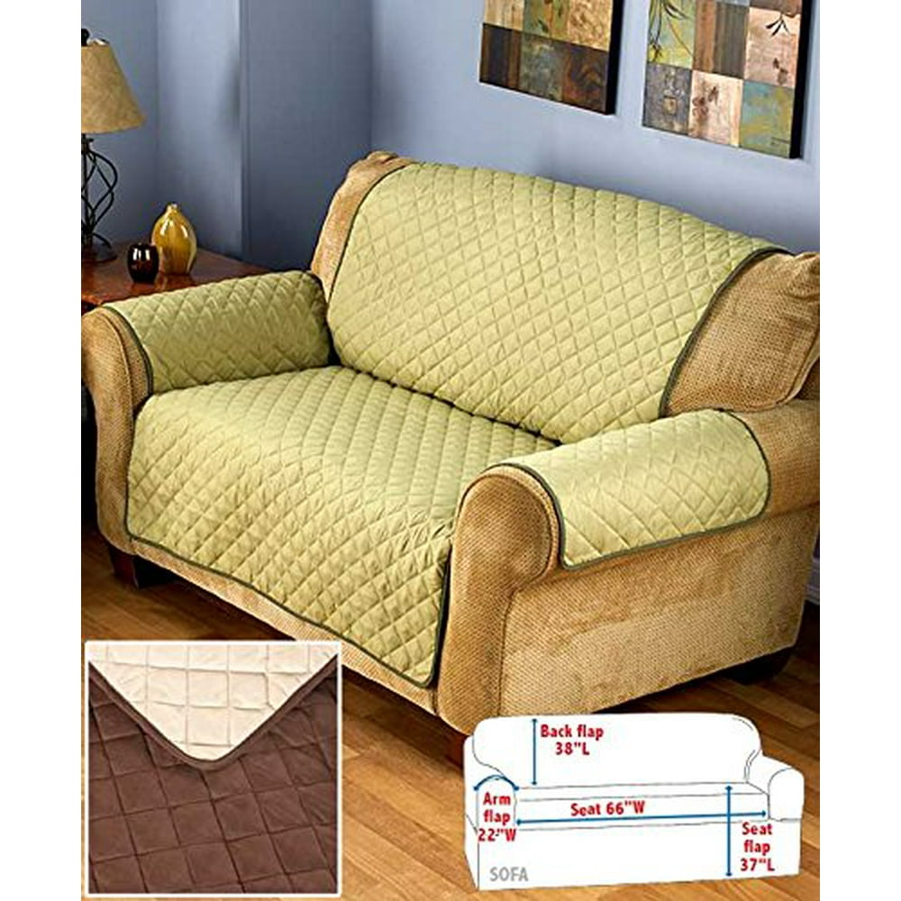 Reversible Quilted Sofa Cover (Chocolate/Tan)