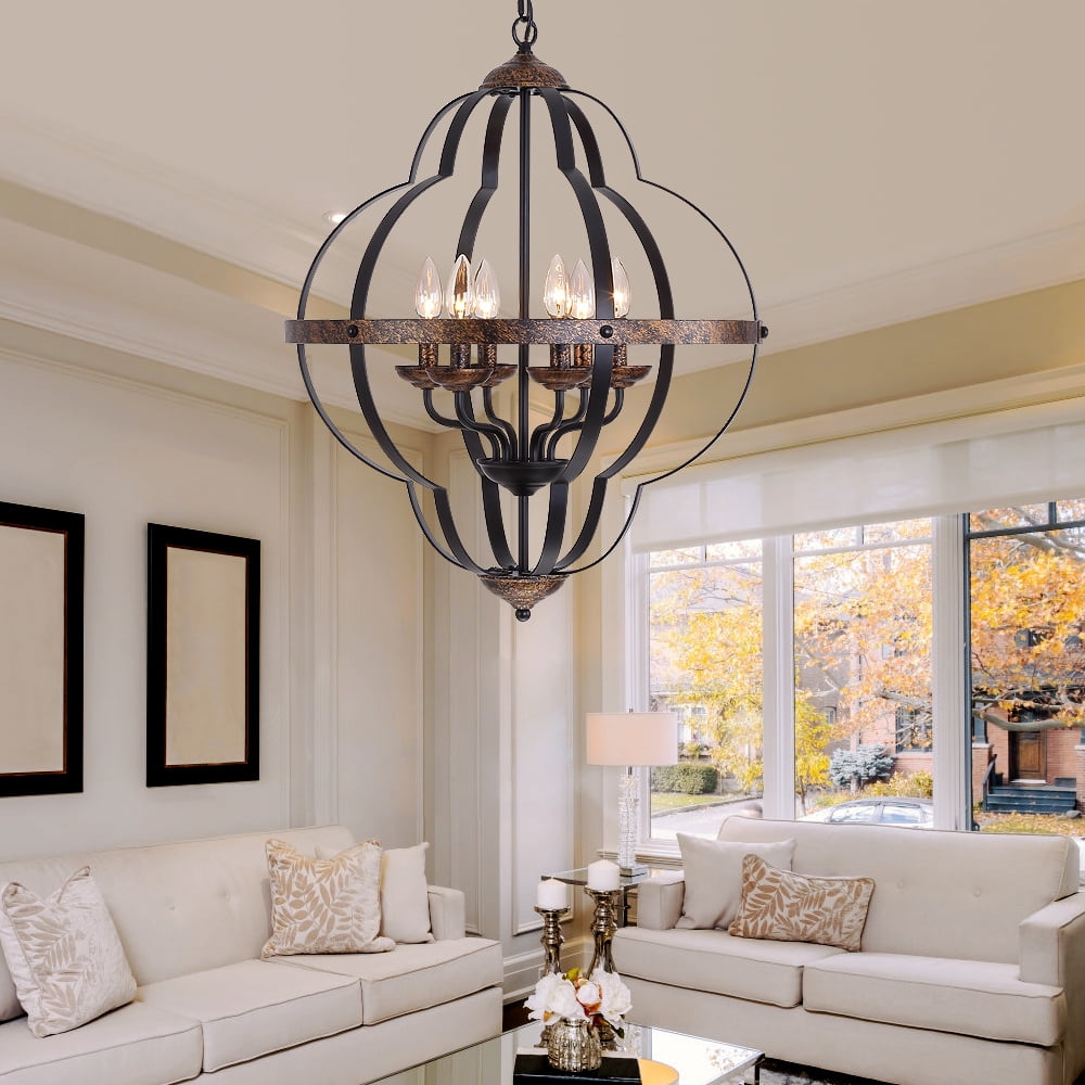 Kepooman 6-light Rustic Farmhouse Chandelier, Rustic Industrial Iron Chandeliers for Living Room Kitchen Kepooman 6-light Rustic Farmhouse Chandelier, Rustic Industrial Iron Chandeliers for Living Room Kitchen
