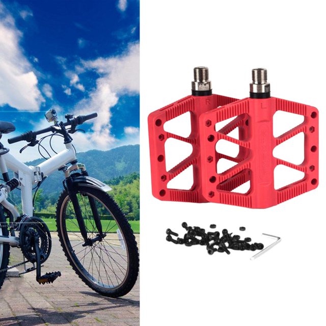 Pedales de bicicleta de montaña de acero para bicicleta Pedales planos Cojinete de bicicleta Pedal para bicicleta de montaña de rojo Baoblaze pedales de bicicleta de montaña