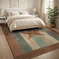 thumbnail image 3 of ODIKA 8'x10' Washable Area Rug Teal Plank Stars Distressed Farmhouse Border Terracotta Round for Living Room, Under Sectional, Family , Durable, Non-Slip, 3 of 7