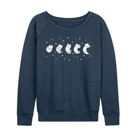 Instant Message - Cat Moon Phases - Women's Lightweight French Terry Long Sleeve Shirt