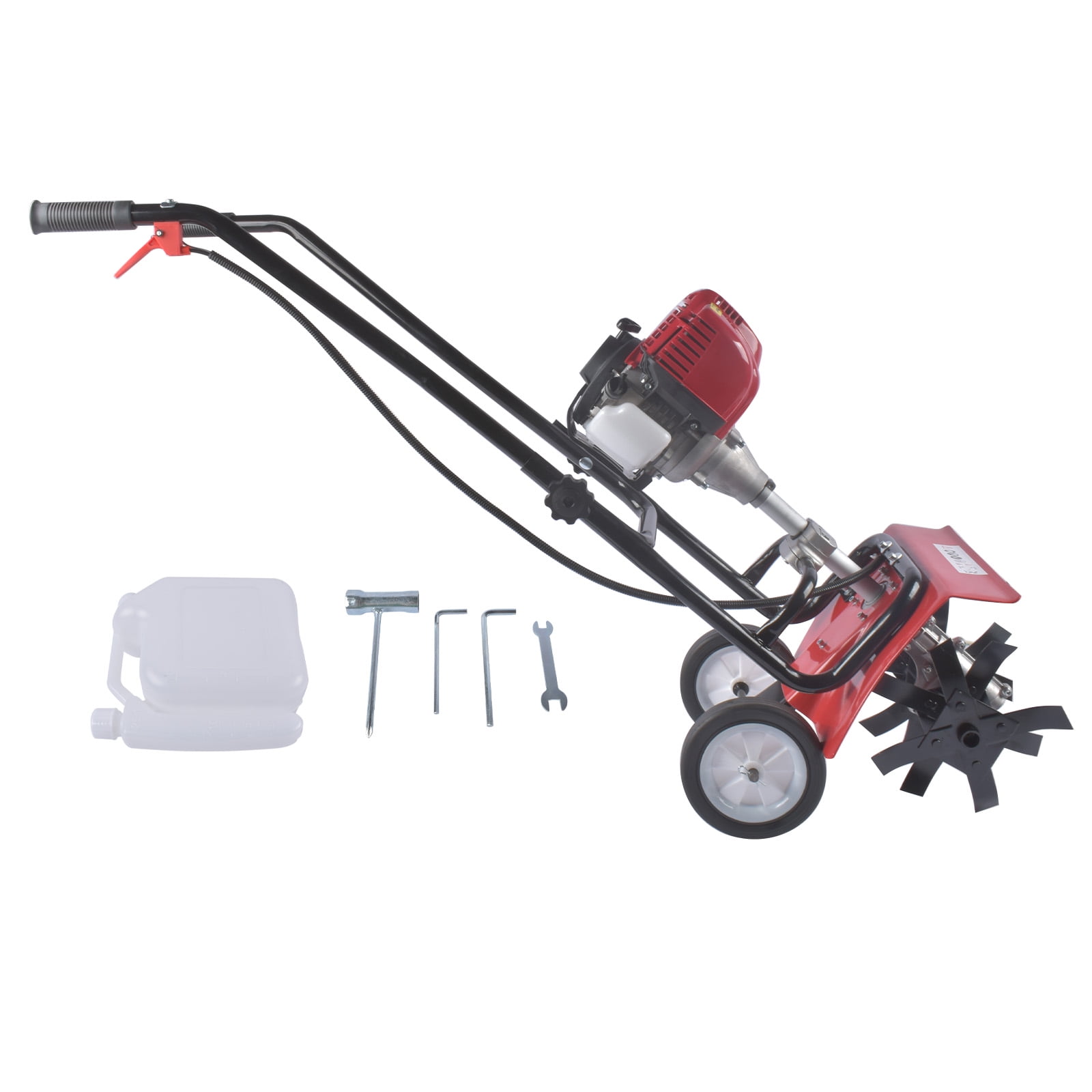 GELUOXI Tiller Cultivator Gas Powered, 31CC 4-Stroke Garden Cultivator, Tiller with 4 Steel Adjustable Front Tines for Lawn, Garden and Field Soil Cultivation