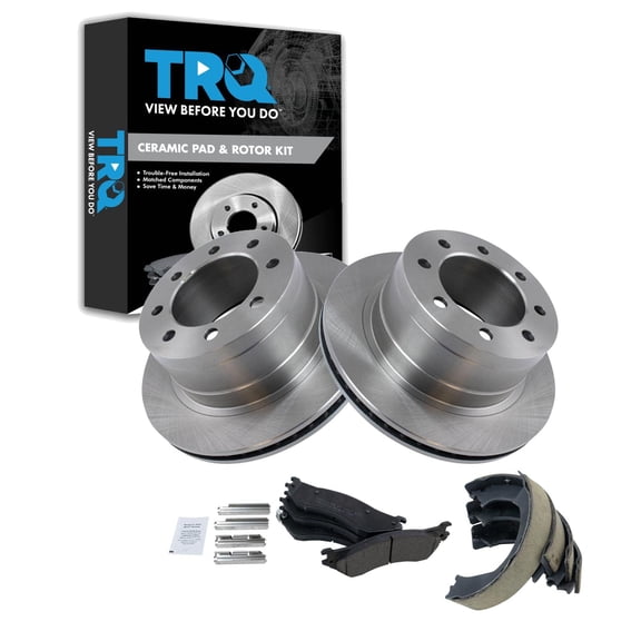 TRQ Rear Ceramic Brake Pad & Rotor Kit Fits Select 2006 Dodge Ram 1500