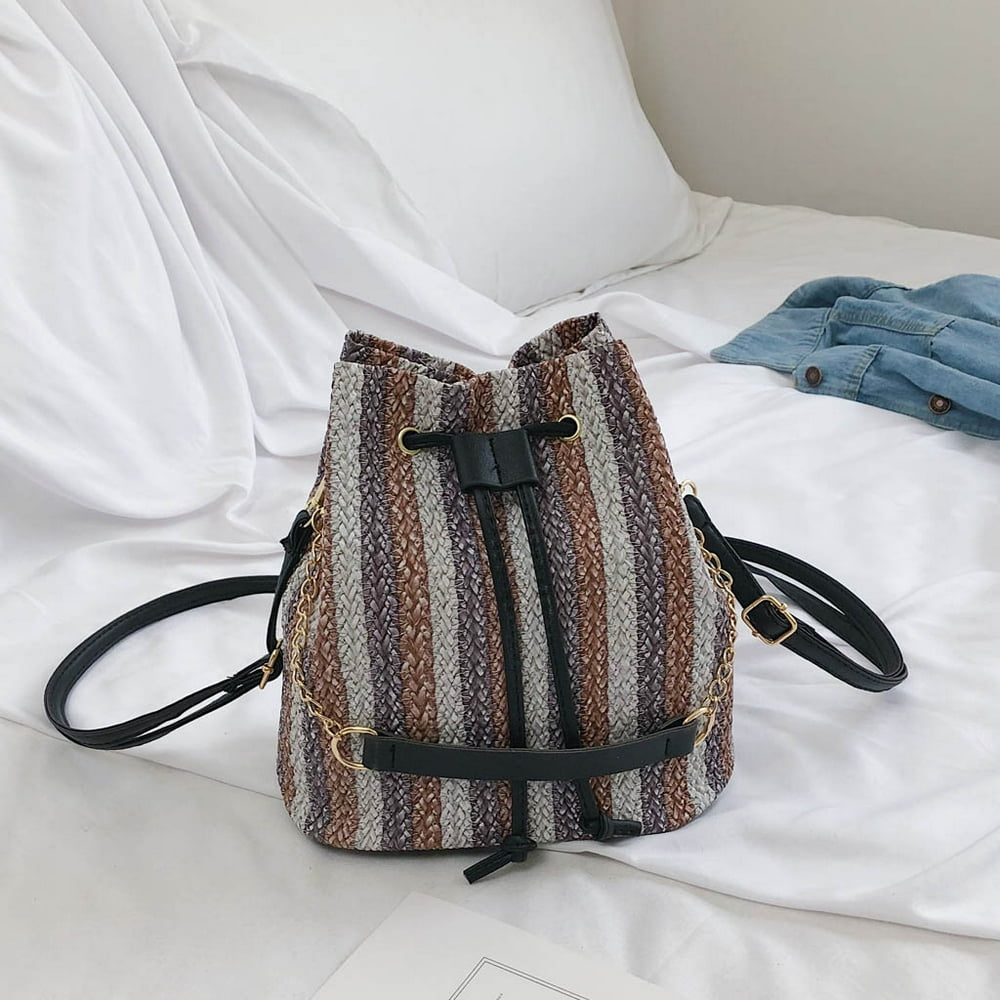 Women's Fashion Woven Bucket Bag Versatile Shoulder Bag Bucket Type