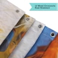 thumbnail image 5 of Cortina de ducha con pintura de arte abstracto, juego de cortinas de baño con ganchos, impresión artística multicolor, amarillo, marrón, azul y naranja, pintura al óleo, tamaño 72 x 78, 5 of 5