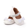 thumbnail image 3 of Baby Girls Mary Jane Flat Shoes Bow Rhinestone Strap Nonslip Soft Sole Princess Wedding Dress Shoes Sneakers Sandals White 4 Infant, 3 of 7