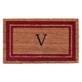 thumbnail image 1 of Calloway Mills 152992436V 24 x 36 in. Burgundy Border Monogram Rectangular Doormat, Natural - Letter V, 1 of 1